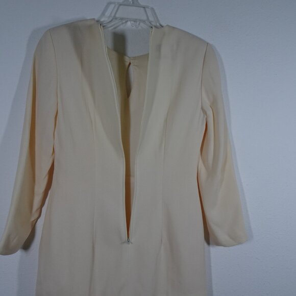 Donna Ricco Wool Dress Women's Petite Size 4P Ivory Lined Back Zip Vintage - Picture 6 of 9